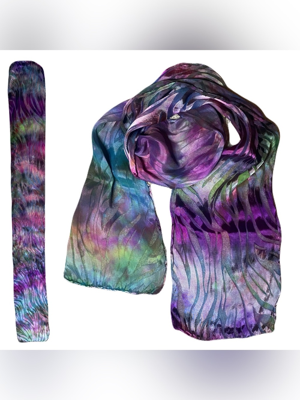 Hand Dyed Silk Scarf with Animal Stripe Pattern